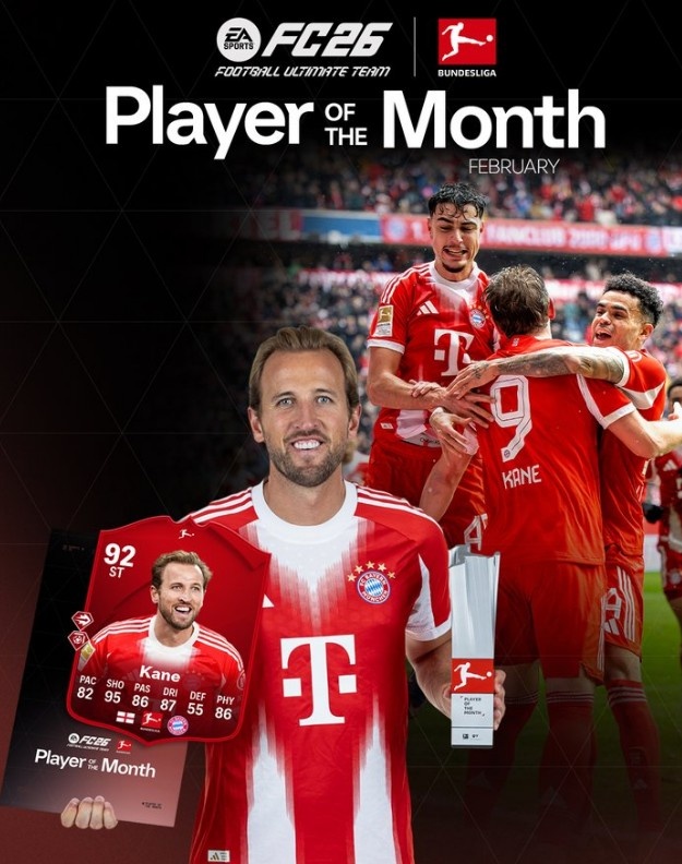 开云体育下载-4场7球1助攻，德甲官方：凯恩当选联赛2月份最佳球员